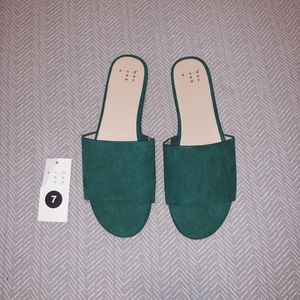 Target Suede Green Slides